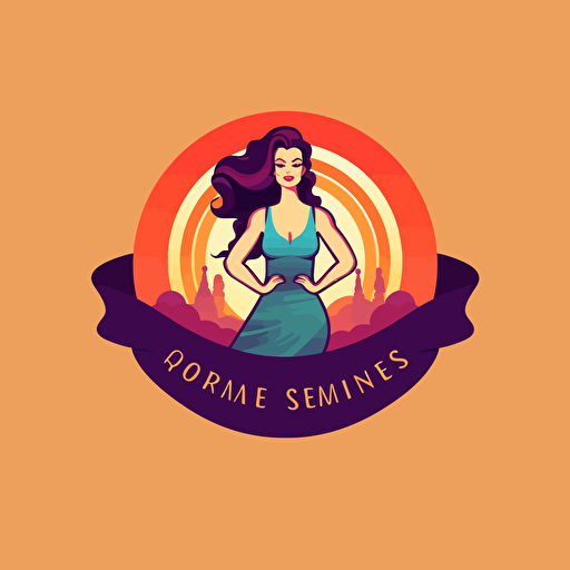 Create a happy balanced succesful catchy logo illustration for a company directed to mompreneurs, directed to women age 35 and above who are not familiar with artificial intelligence but are eager to run a business and be succesful and happy and balanced, have little time to do many things, powerful, vibrant colors related to being succesful and updated, vectors, v 5.1