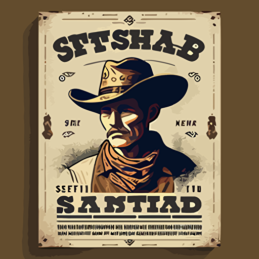 affiche, publicité, shérif, pendaison, western, style 1800, flat, vectorized