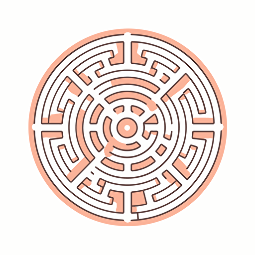 minimalistic vector flat illustration of a circular maze, white background