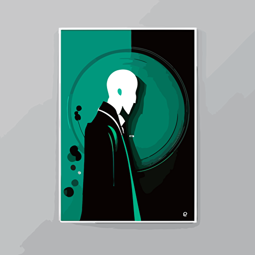 a minimalist poster of an unidentifiable man who is a cryptocureency broker in the style of futuristic, art deco, cryptocurrency, vector, minimalist