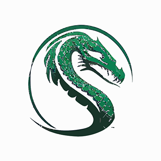 Minimalist iconic logo of sea serpent, emerald vector, on white background,
