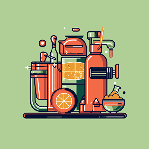 a flat vector logo, minmal, for a rotary transfer machine cocktail robot producing moscow mules