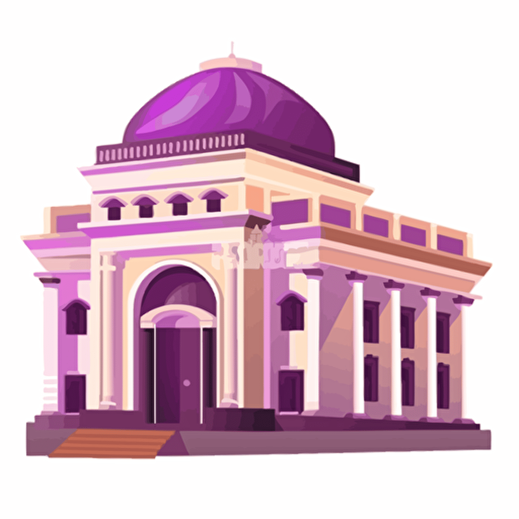 detailed vector illustration of Indian Bank, white background, purple gradient