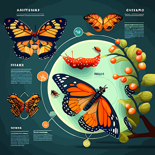 butterfly life cycle, vector, illustration, 2d
