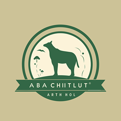 Design a 1:1 ratio vector logo for a holistic animal health teaching institute. Use a minimalist or modern style, with greens and earth tones as main colors. Incorporate elements like a stylized book surrounded by an animal silhouette, or an animal in a natural setting. Choose a clear, legible font for the institute name and match it to the style of the logo.
