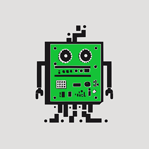 a flat vector logo of a robot, minimal, by keith haring