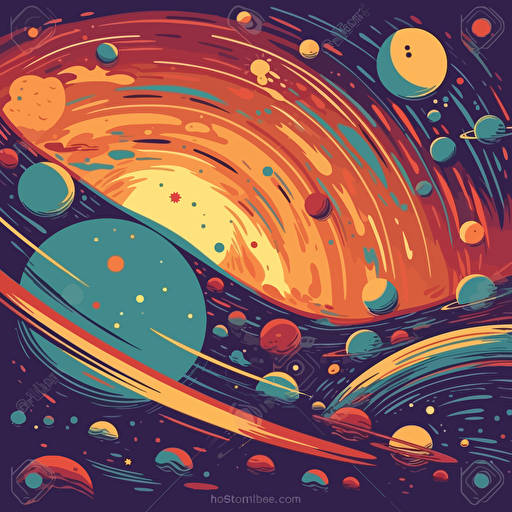 space background, cartoon illustration, colors, Vector illustration, retro colors