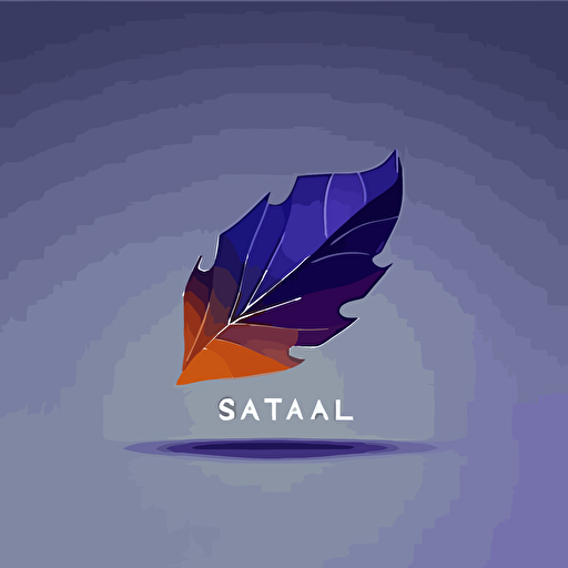 simple minimal logo of digitalized leaf, flat vector logo, blue purple orange gradient, simple minimal, style of Paul Rand