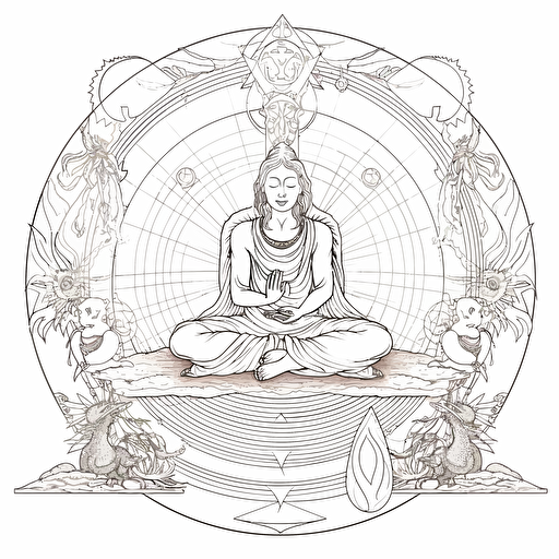 truth conciousness bliss sat chit ananda line drawing vector illustration exquisite esoteric vision