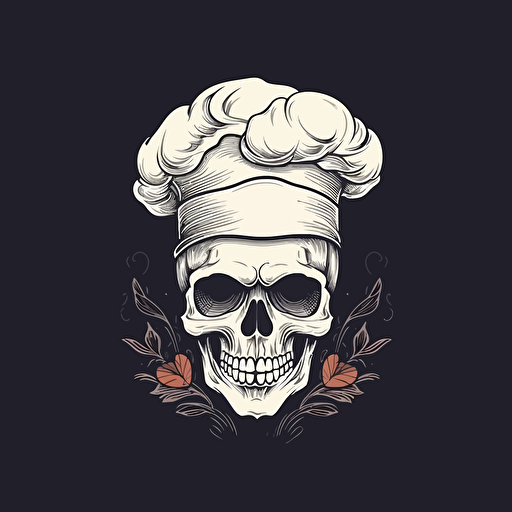 vector illustration logo scull chef in chef hat