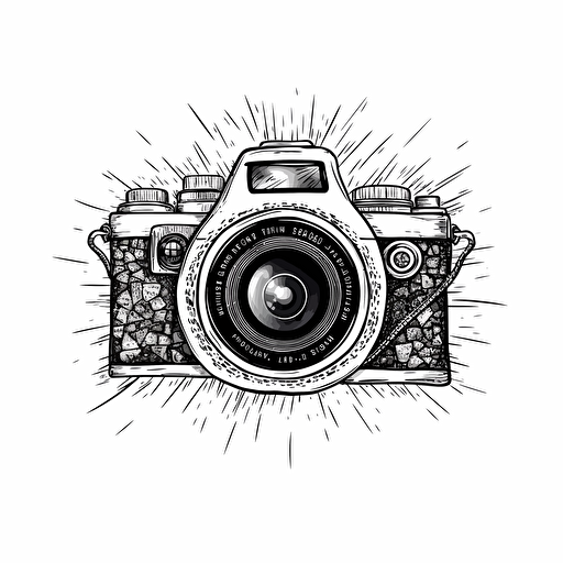 art, white background, vector lineart in minimalist style, eye with an camera aperture in lieu of iris.