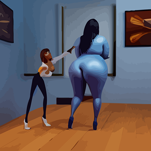 detailed 3d render voluptuous beautiful black curvaceous model arrested studio lighting blue background style pixar highly detailed sharp focus bokeh depth field 16k resolution unreal engine 5 coherent cinematic lighting beautiful painting pov