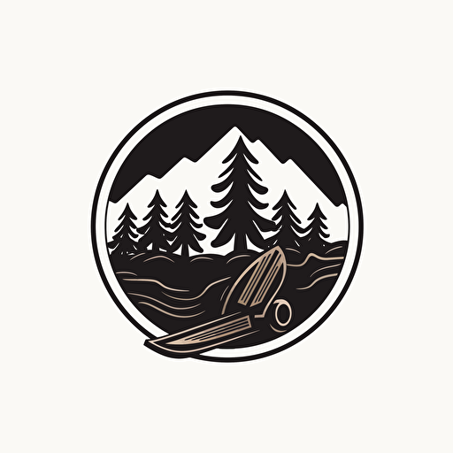 logo with track hoe symbol picking up log, 1 color, vector, silhouette, white background, dribbble, behance, brand