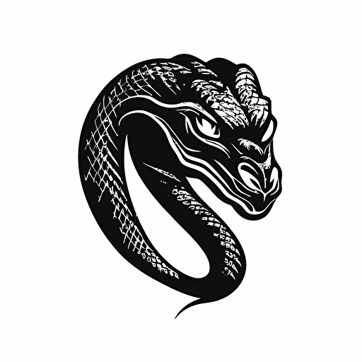 simple, mascot iconic logo of snake head black vector, on white background