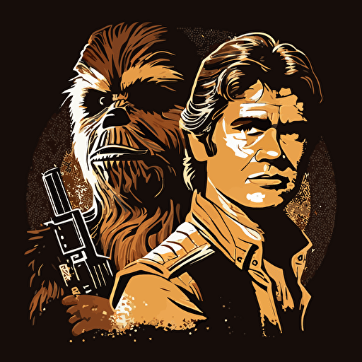 chewbacca and han solo, vector art