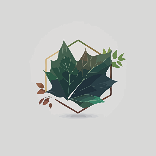 hexagonal leaf logo, simple, white background, vector logo