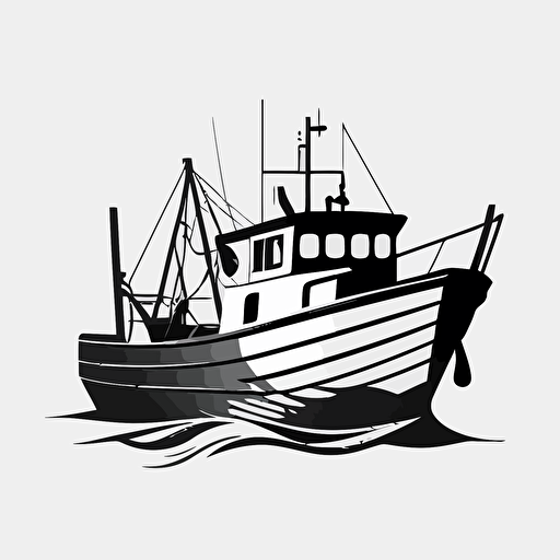fishing ship symbol, simple, vector