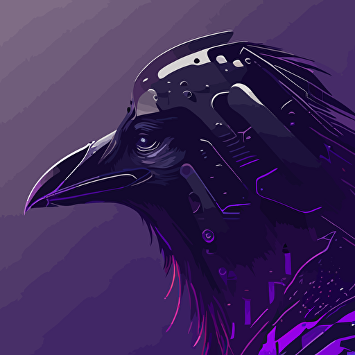 profile view of a raven. Cyberpunk, vector.
