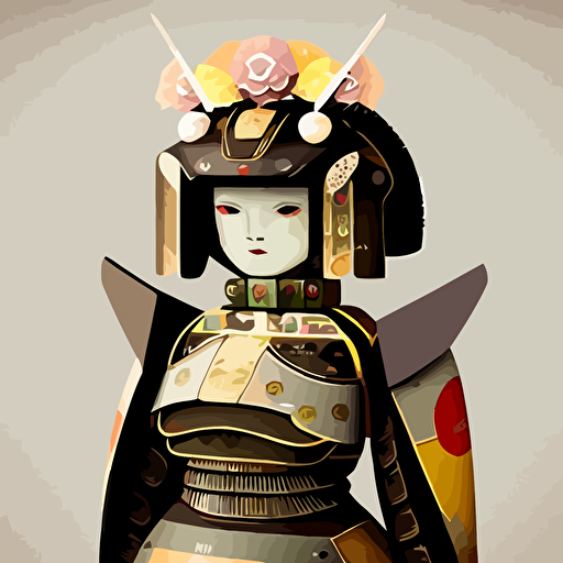a robot geisha android, vector art, in the style of Jeremy Lord