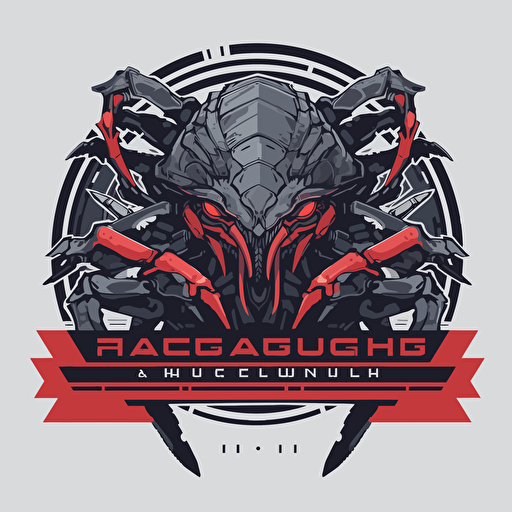 FaceHugger labs logo, video game company, sharp, vector, red and gray and black, futuristic