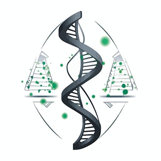 a logo for a forensics lab, dna strand, scale, vectorial, 2d, white background,