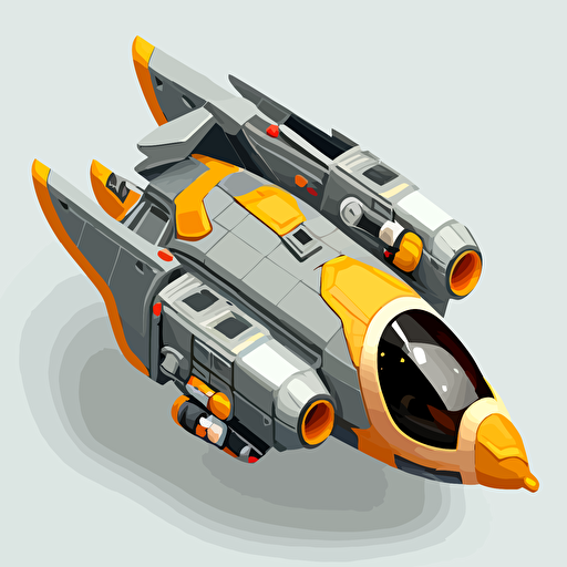 space ship from the Event Horizon universe, top down, isometric, orange and grey, no background, minimalistic, vector