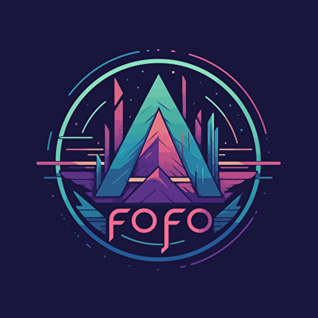 logo design, flat 2d vector logo of frodo, muted purple and blue colors, 80s, lord-of-the-rings-inspired