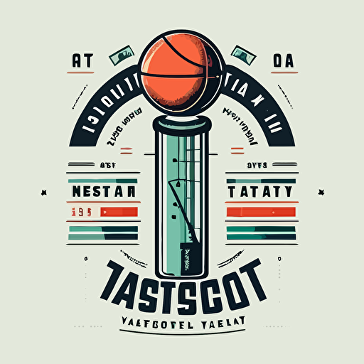 vector logo style basketball academy IQ label on the basketball test tube minimalistic