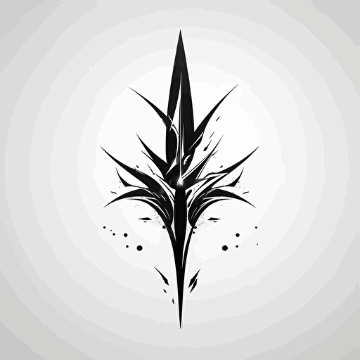 minimal vector art futuristic symbol of a flower and a blade, cyber style, black on white backdrop