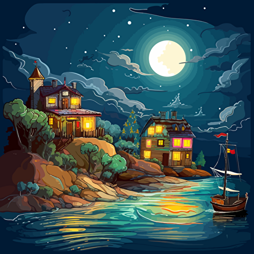create a holiday atmosphere by the sea in the vector version