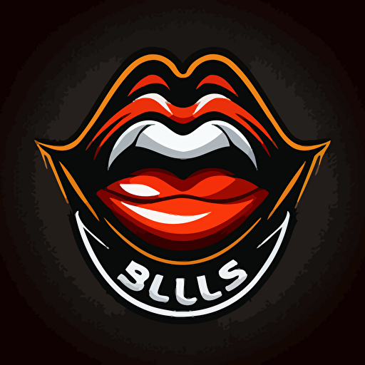 a sports mascot logo of lips, simple, vector