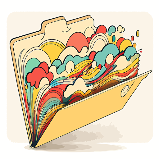 create a vector doodle illustration of documents folder