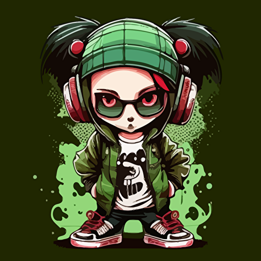 hip hop panda girl, streetwear, vector