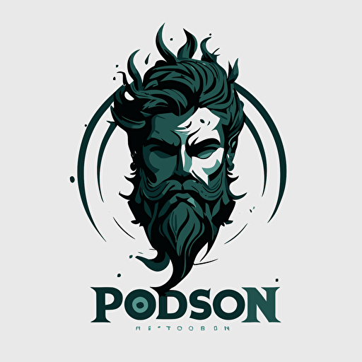 Poseidon logo for a sport team, simply form, flat, 2d, minimalist, mono color, design, agressive, minimal, vector