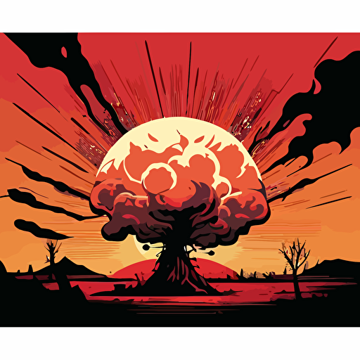 atomic explosion vector image