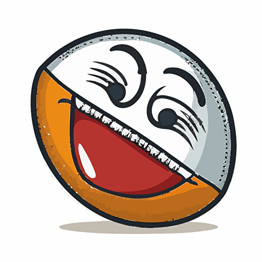 a kissing smiley face playing NFL football, sports logo style, white background, vector