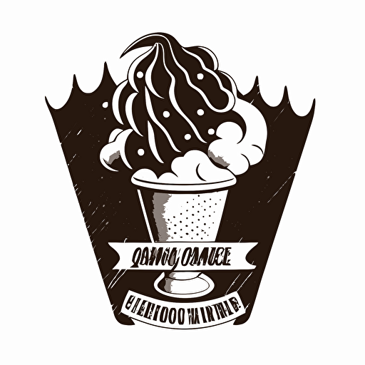 retro logo of ice melting and juice snow-cone in a cup black vector white background