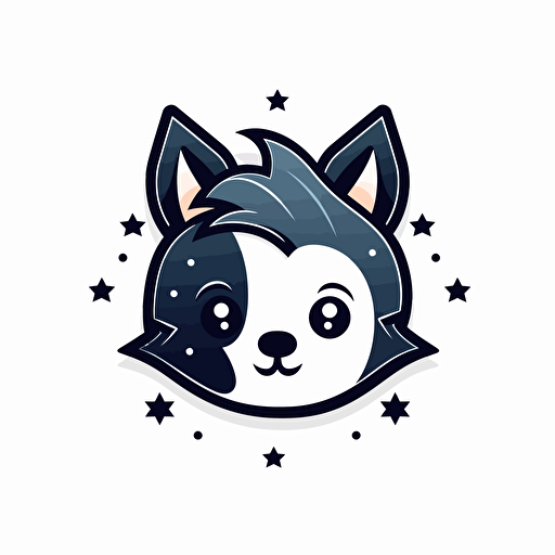 cute astral pup, star on his head, logo, minimal, white background, vector