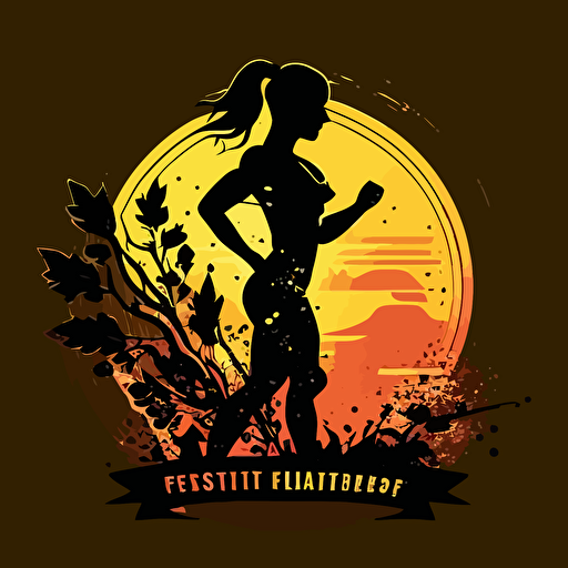 fitness silhouette, vector logo, vector art, emblem, 2d, in style of instagram