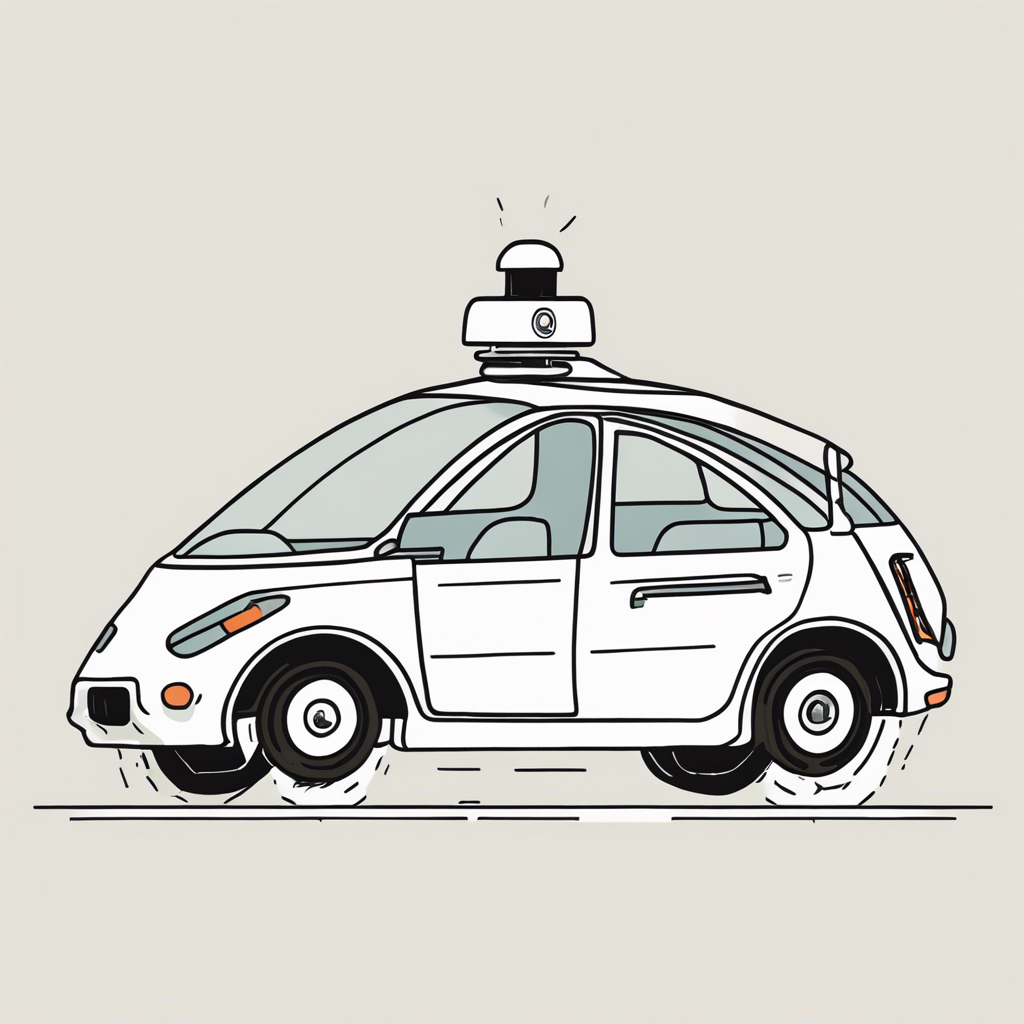 a self driving car, illustration in the style of Matt Blease, illustration, flat, simple, vector