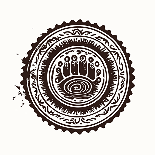 a traditional hand stamp viewed from the top in a vector art style on a white background