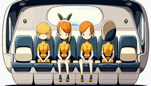 spaceship ,4 emoty seats,anime style,illustration,vector,