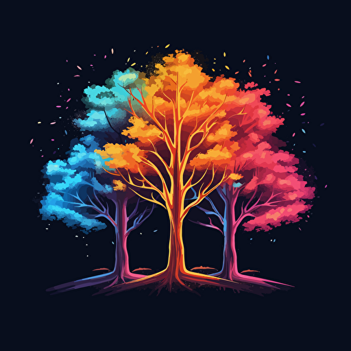 vector illustrated colorful trees but they are lighting bolts