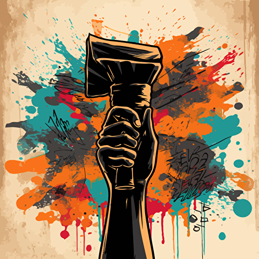 a vector image of a black hand holding up a diploma, graffiti style