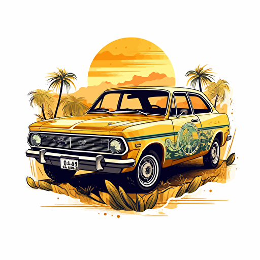 Logo for an instagram profile called Opaleiros do Piauí, with a yellow Opala car, vector, white background, elentos ligados a carro