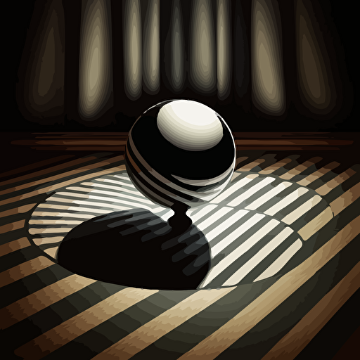an illustration of a magic ball on a table surface. vector, contrasting shadows, moody