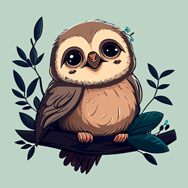 cute owl sloth animal, smiling. vector , NFT