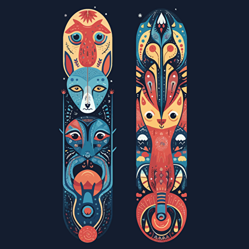 bookmark, illustration, ultimate frisbee, anthropomorphic creatures, inspired by elements of nature, 5-color cold palette , vectorized illustration, colors not repeating side by side, geometric shapes and curves.