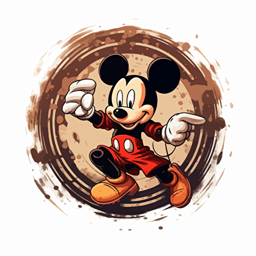 mickey mouse jumping and dodging bullets vector illustration isolated on white background, logo, vector