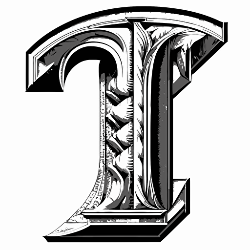a black and white vector of the letter T